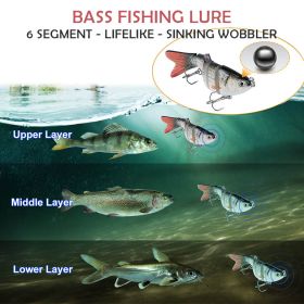 4Pcs 10cm/20g Bass Fishing Lure 6 Segment Multi Jointed Lifelike Fish Lures Sinking Wobbler