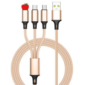 Lengthened 2 3 M Fast Charging Three-in-one Multi-head Charging Cable (Option: 2 M-Tuhao Gold)