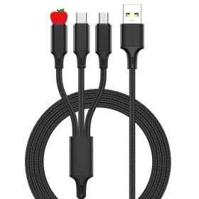 Lengthened 2 3 M Fast Charging Three-in-one Multi-head Charging Cable (Option: 2 M-Gentleman's Black)