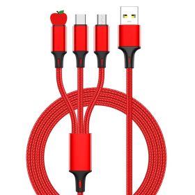 Lengthened 2 3 M Fast Charging Three-in-one Multi-head Charging Cable (Option: 2 M-Chinese Red)