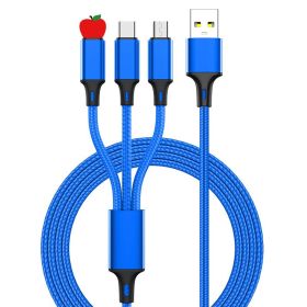 Lengthened 2 3 M Fast Charging Three-in-one Multi-head Charging Cable (Option: 2 M-Sapphire Blue)