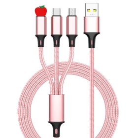 Lengthened 2 3 M Fast Charging Three-in-one Multi-head Charging Cable (Option: 2 M-Rose Gold)