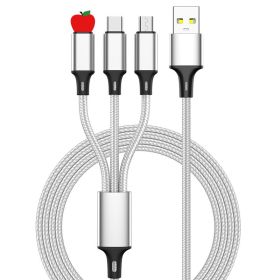 Lengthened 2 3 M Fast Charging Three-in-one Multi-head Charging Cable (Option: 2 M-Silver White)