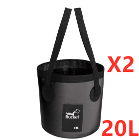 Portable Travel Bag Fishing Bucket Folding Bucket Bag Outdoor Convenient Travel Car Wash Bucket Outdoor Waterproof Bag (Option: Black-20L 2PCS)