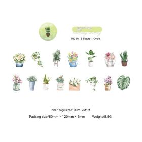 Retro Collage Notebook DIY Decorative Material Stickers (Option: 6 Terrace Potted)