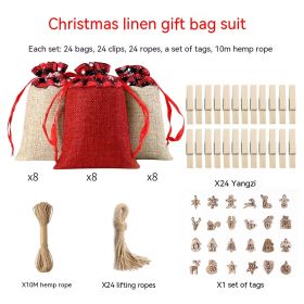 Cross-border Christmas Sack Suit Advent Calendar New Year Gift Hanging Bag Linen Christmas Gift Bag Suit (Option: Christmas Digital Tag Type A)