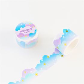 Gradient Fantasy Cloud Tape Hand Ledger Sticker Wave Border (Option: Purple Blue Dream)