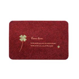 Polyester Fiber Bathroom Nonslip Carpet (Option: Wine Red Clover-60X40cm)