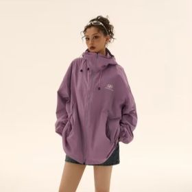 Outdoor Jacket Coat Women's Sports Mountain Climbing Outdoor Mechanical Style Waterproof Fashion Brand Coat (Option: Purple-L)