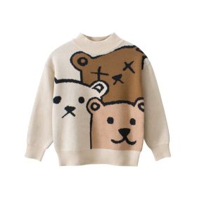 Boys' Bear Sweater Cartoon Top (Option: MY3451 Khaki-100cm)