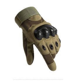 Men's Breathable, Non-slip, Wear-resistant Hard Shell Protective Gloves (Option: Long Finger Matte Green-L)