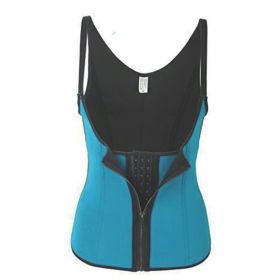 Corset Women's Waist Girdling Belly Contraction Breasted Cross-border Neoprene Sports Workout Clothes (Option: Blue-M)