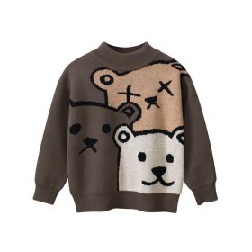 Boys' Bear Sweater Cartoon Top (Option: MY3451 Coffee-100cm)