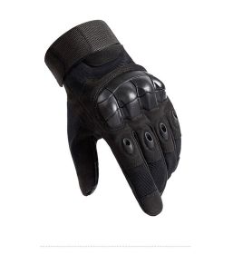 Men's Breathable, Non-slip, Wear-resistant Hard Shell Protective Gloves (Option: Long Finger Matte Black-L)