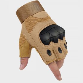 Men's Breathable, Non-slip, Wear-resistant Hard Shell Protective Gloves (Option: Half Finger Frosted Sand-L)