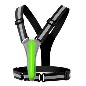 LED Night Running Riding Reflective Vest (Option: USB Rechargeable Black)