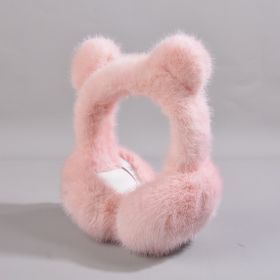 Autumn And Winter Ear Warmer Earmuff (Option: Bear Earmuffs Pink)