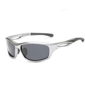 New Colorful Sports Sun Glasses Men (Option: Silver Frame Gray Piece)