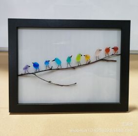 Wooden Bird Photo Frame Christmas Hanging Decoration (Option: Black 10 Birds-260X350X35mm)