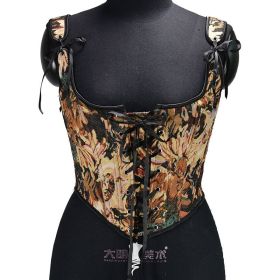 Monet Oil Painting Style Lace-up Fishbone Waist Half Chest Support Sling Top (Option: Black-XS)