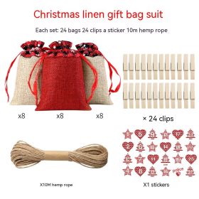 Cross-border Christmas Sack Suit Advent Calendar New Year Gift Hanging Bag Linen Christmas Gift Bag Suit (Option: Love Digital Sticker)