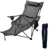 Folding Camp Chair 330 lbs Capacity w/ Footrest Mesh Lounge Chair, Cup Holder and Storage Bag