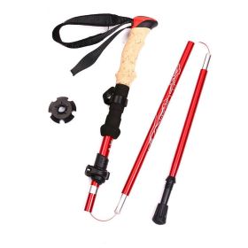 Camping & Hiking Adjustable Anti-Shock Hiking Walking Climbing Sticks (Color: Red)