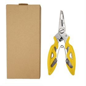 Stainless Steel Multi-function Lure Pliers; Portable Fishing Scissors; Fish Control Hook Tool (Color: Yellow)