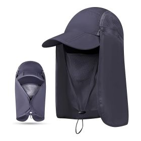 VisBeaut Sun Hat; Fishing Cap; Baseball Cap; Neck Cover With Face Mask For Outdoor Sports (Color: Light Grey)