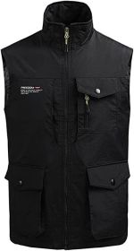 Men's Multi-pocket Casual Quick Dry Vest Photography Fishing Outdoor Vest (size: BLUE-3XL)