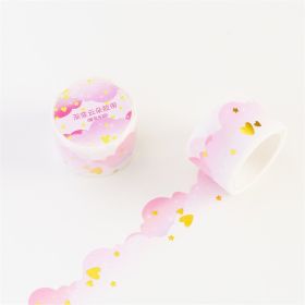 Gradient Fantasy Cloud Tape Hand Ledger Sticker Wave Border (Option: Cherry Blossom Paradise)