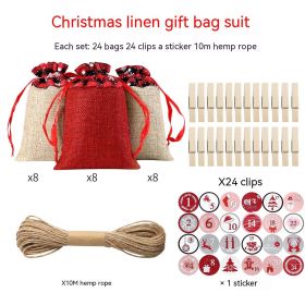 Cross-border Christmas Sack Suit Advent Calendar New Year Gift Hanging Bag Linen Christmas Gift Bag Suit (Option: Black, White And Gray Numbers)