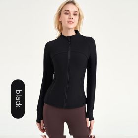 Vertical Thread Yoga Clothes Women's Fitness Jacket (Option: S-Black)